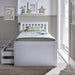 Nova White Wooden 6 Drawer Bed shown front-on with two underbed drawers open