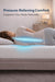Visco Therapy memory foam mattress supporting a side sleeper's spine with a pressure-relieving comfort graphic