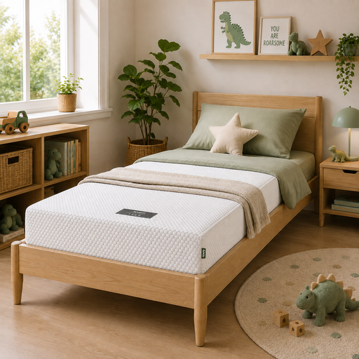 Noomi Noomi Eco Foam 10cm Trundle Mattress Lifestyle kids room setting with wooden bed - Rest Relax