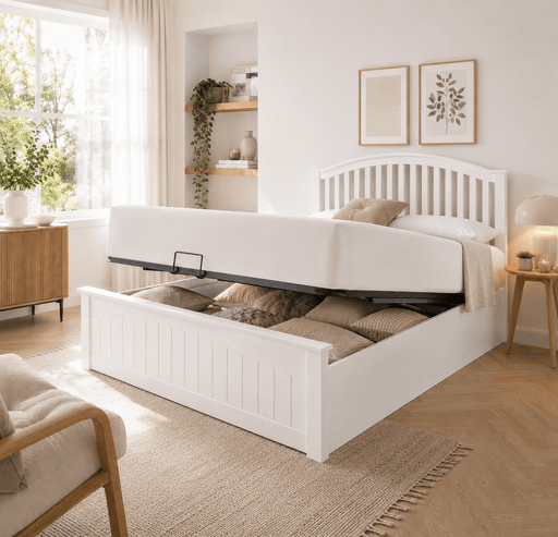 BedmasterGrayson White Wooden Ottoman Bed - Swann Sleep Ltd T/A Rest Relax