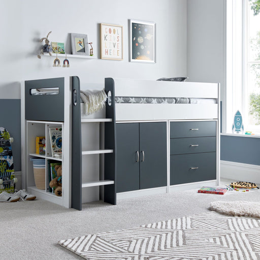 BedmasterLacy Storage Mid Sleeper Bed Grey and White - Rest Relax