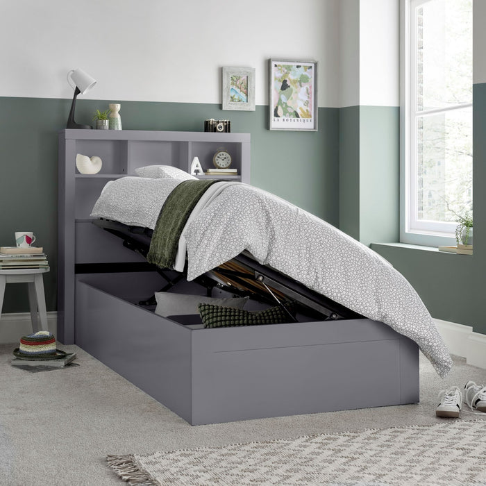 BedmasterOscar Grey Wooden Ottoman Storage Single Bed - Rest Relax