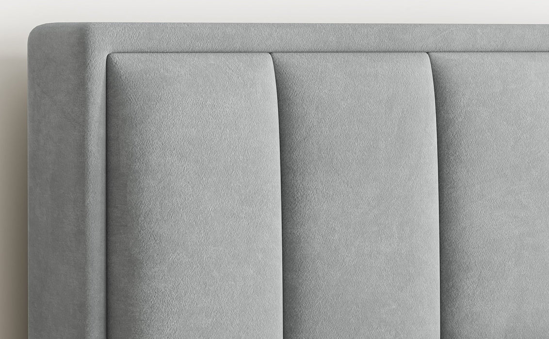 BedmasterRhodes Velvet Ottoman Storage Bed with Gas Lift in Grey - Rest Relax