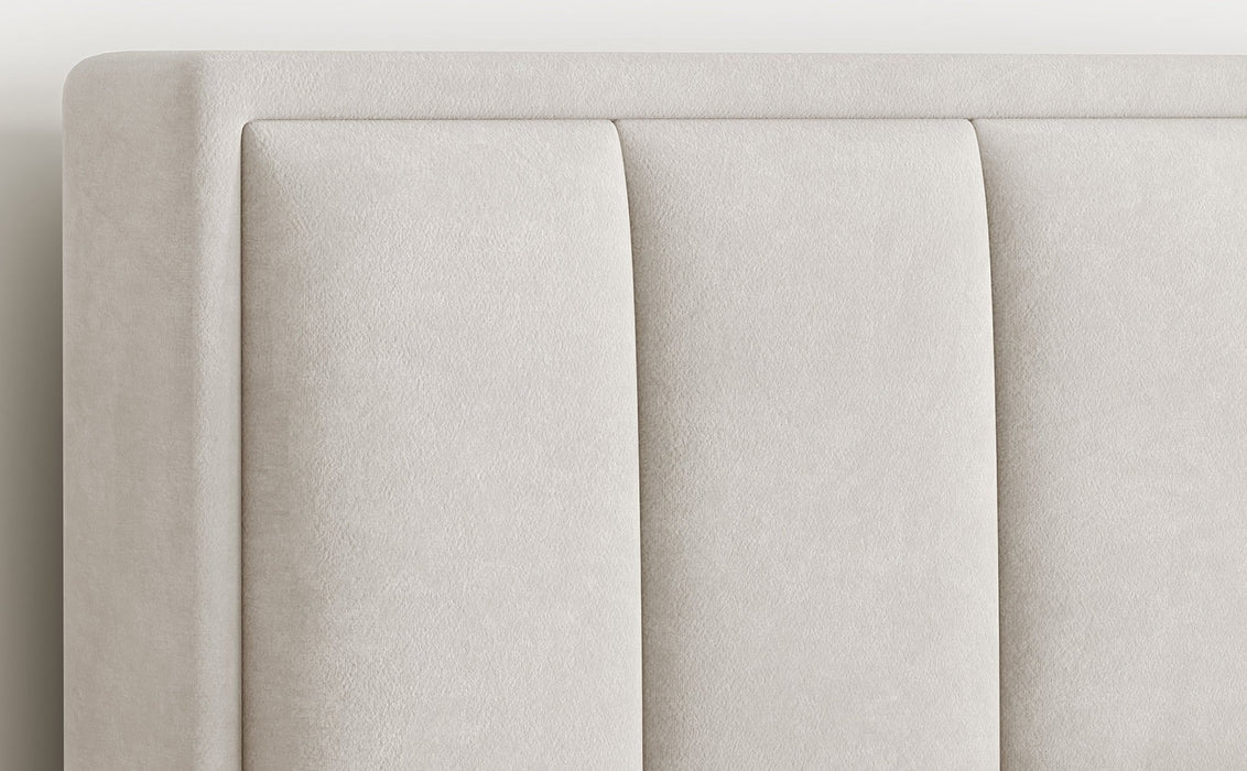 BedmasterRhodes Velvet Ottoman Storage Bed with Gas Lift in Warmstone - Rest Relax