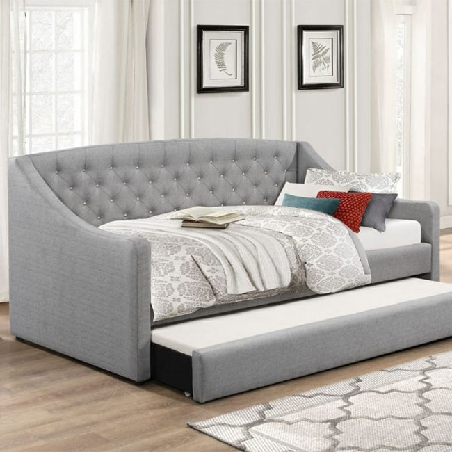 Flair FurnishingsAurora Grey Fabric Day Bed With Trundle - Rest Relax