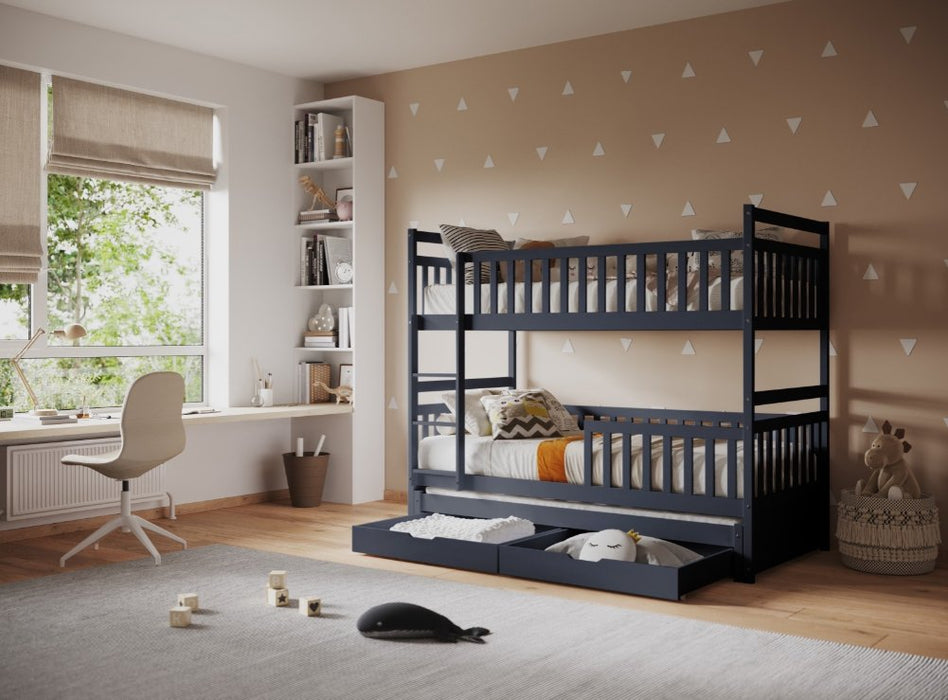 Flair FurnishingsFlair Elvis Wooden Grey Bunk Bed With Trundle And Drawers - Rest Relax