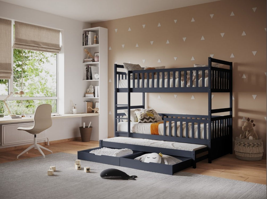 Flair FurnishingsFlair Elvis Wooden Grey Bunk Bed With Trundle And Drawers - Rest Relax