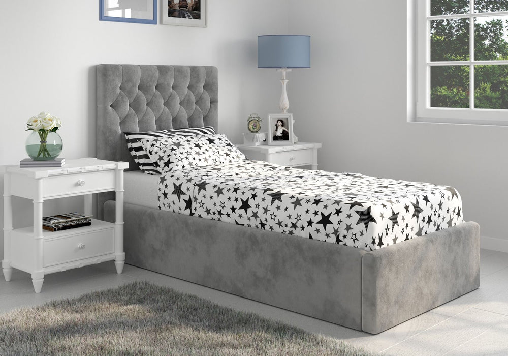 Flair FurnishingsMilan Velvet Grey Single Ottoman Bed - Rest Relax