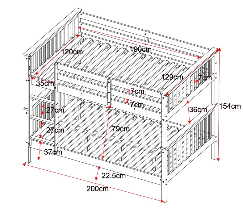 Flair FurnishingsTetrad Grey Detachable Small Double Bunk Bed - Rest Relax