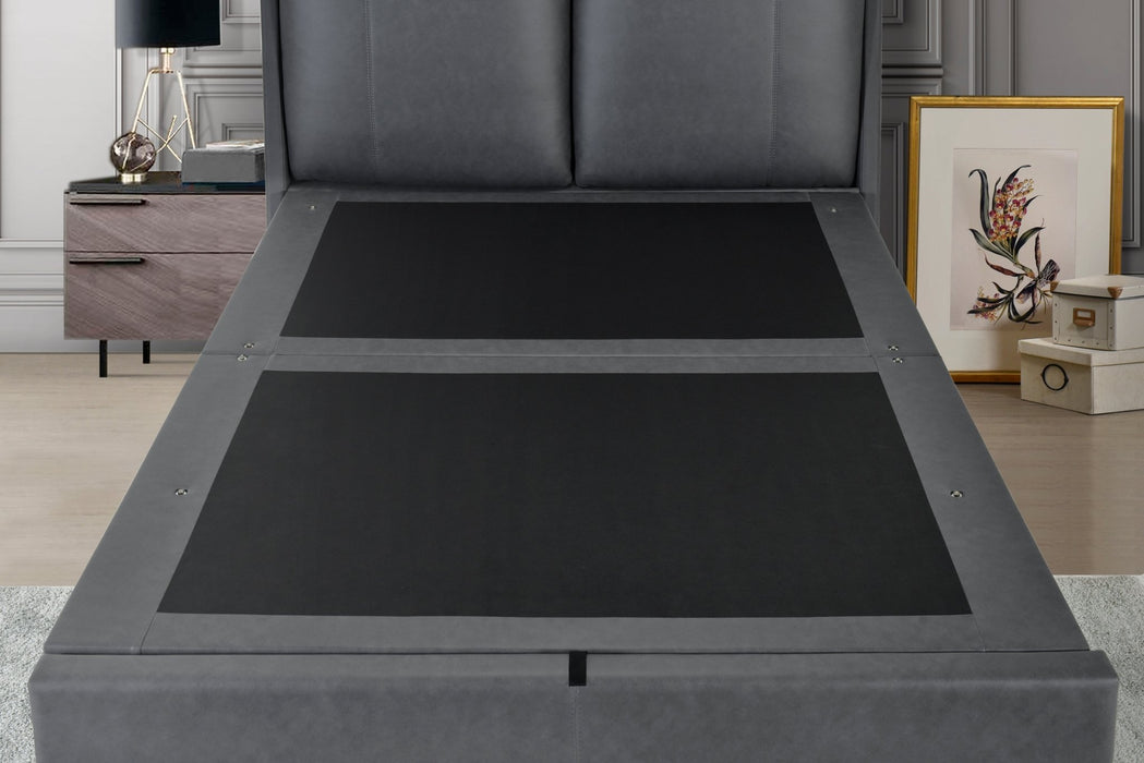 Flintshire FurnitureAshleigh Pillowback PU Leather Grey Ottoman Bed Frame - Rest Relax