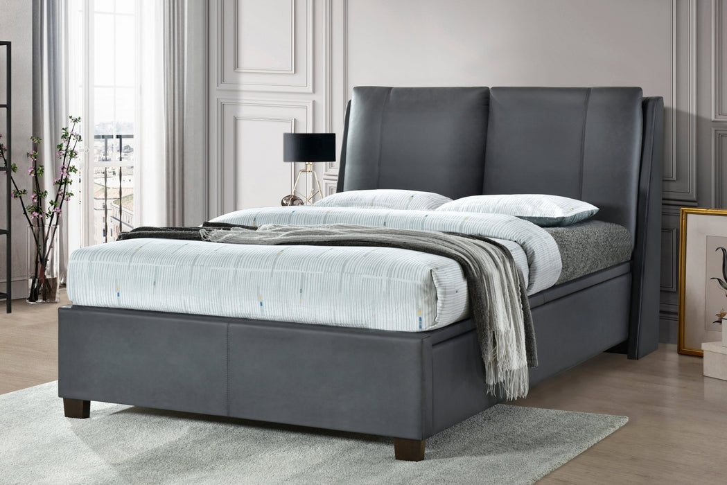 Flintshire FurnitureAshleigh Pillowback PU Leather Grey Ottoman Bed Frame - Rest Relax