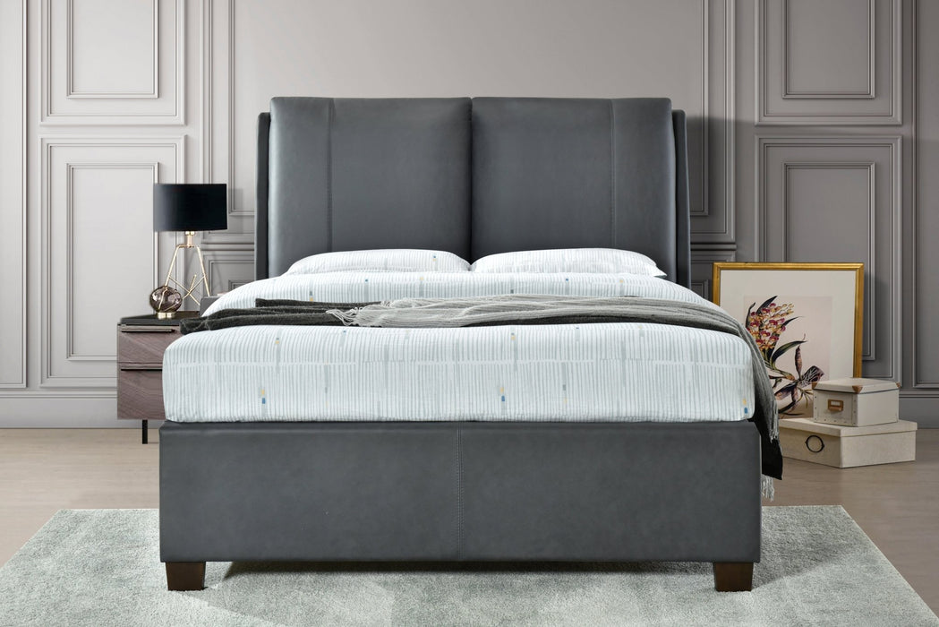 Flintshire FurnitureAshleigh Pillowback PU Leather Grey Ottoman Bed Frame - Rest Relax