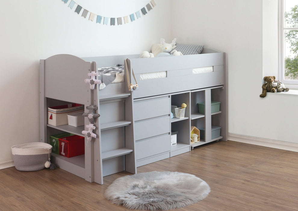 Flintshire FurnitureBillie Grey Mid Sleeper with Pull Out Desk - Rest Relax