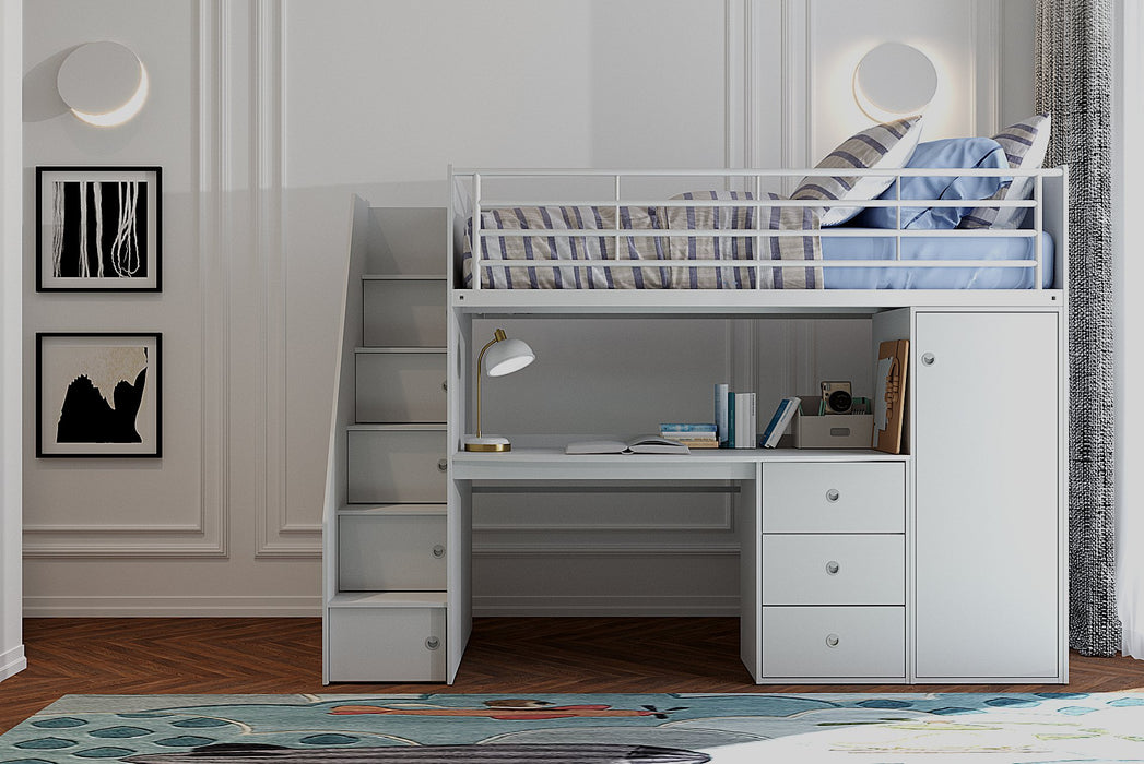 Flintshire FurnitureDakota Grey High Sleeper Bunk Bed and Workstation - Rest Relax