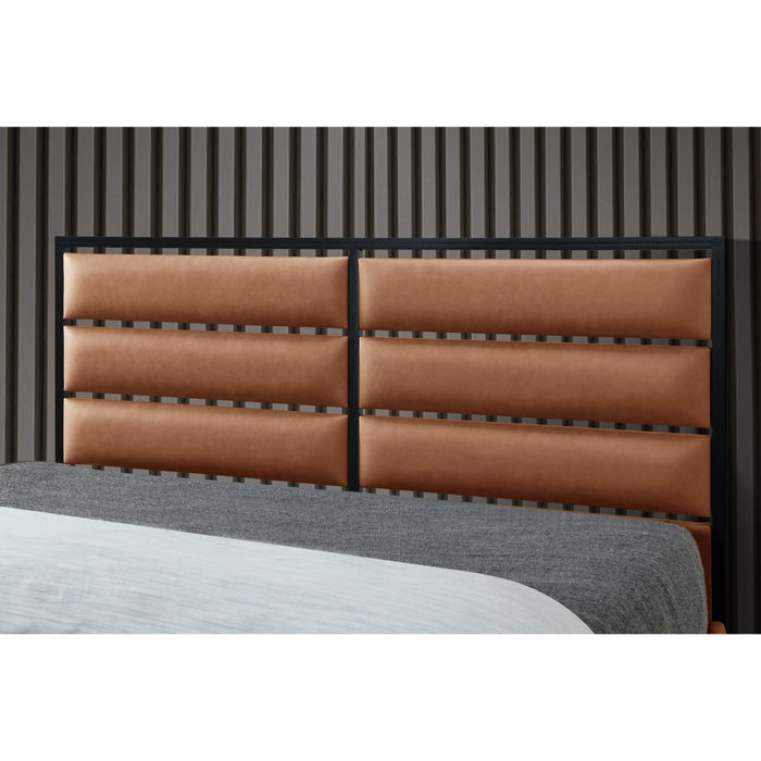 Flintshire FurnitureMarford PU Leather and Metal Tan Bed Frame - Rest Relax