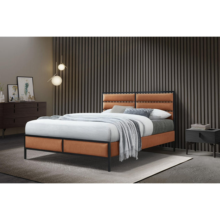 Flintshire FurnitureMarford PU Leather and Metal Tan Bed Frame - Rest Relax