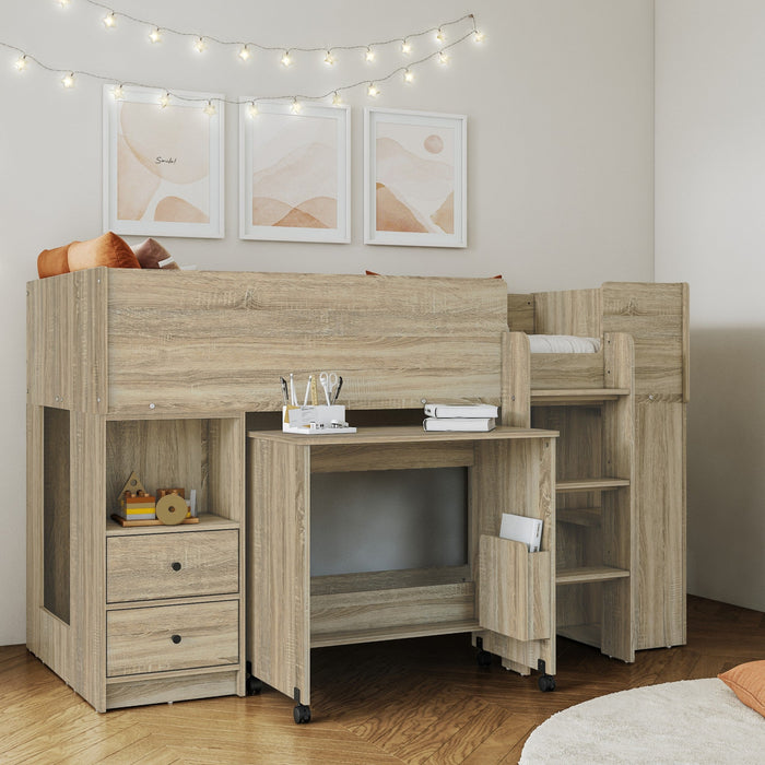 Flintshire FurnitureMarley Oak Mid Sleeper with Pull Out Desk - Rest Relax