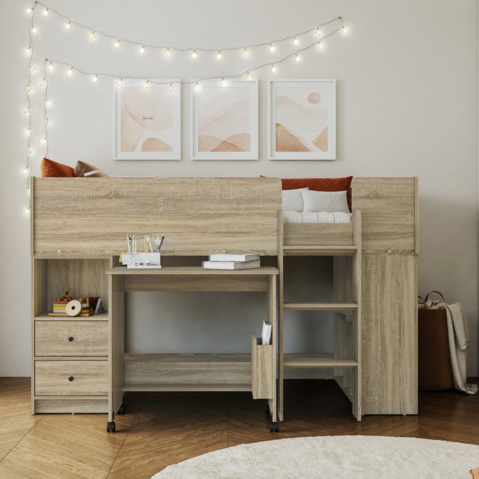 Flintshire FurnitureMarley Oak Mid Sleeper with Pull Out Desk - Rest Relax