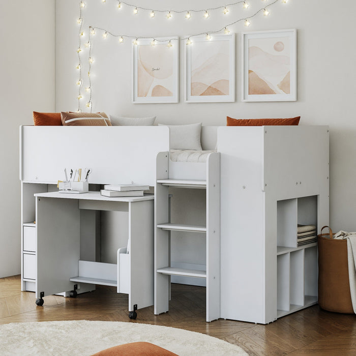 Flintshire FurnitureMarley White Mid Sleeper with Pull Out Desk - Rest Relax