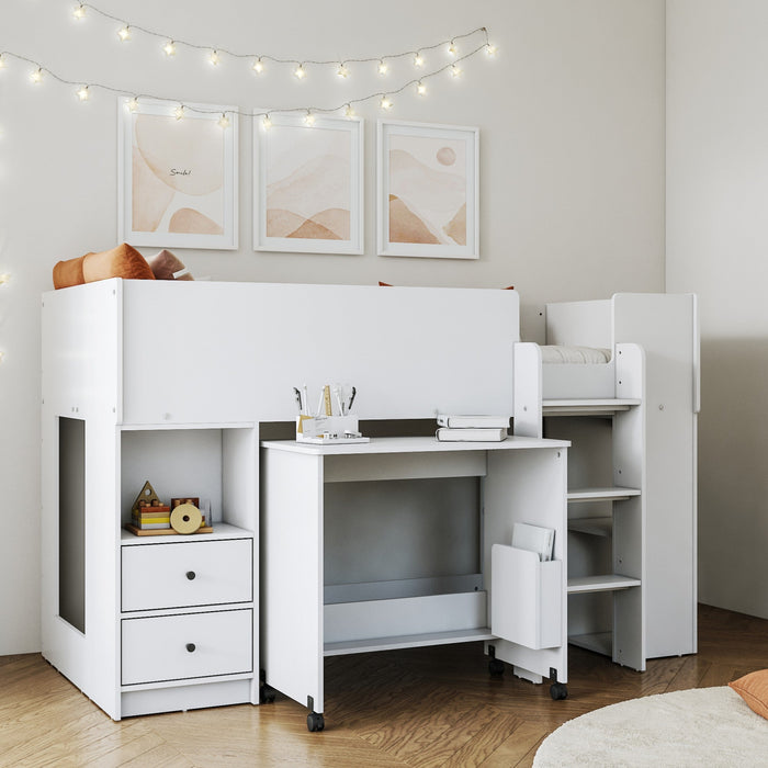 Flintshire FurnitureMarley White Mid Sleeper with Pull Out Desk - Rest Relax
