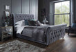 Flintshire FurnitureMontana Titanium Grey Chesterfield Scroll Velvet Bed Frame - Rest Relax