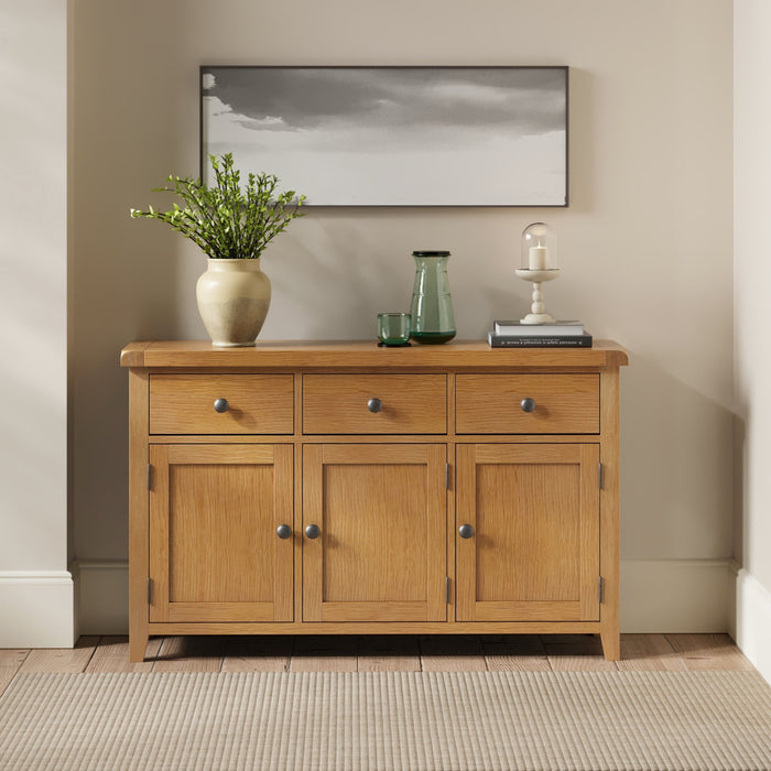 Furniture HausBarston Oak 3 Door 3 Drawer Sideboard - Rest Relax