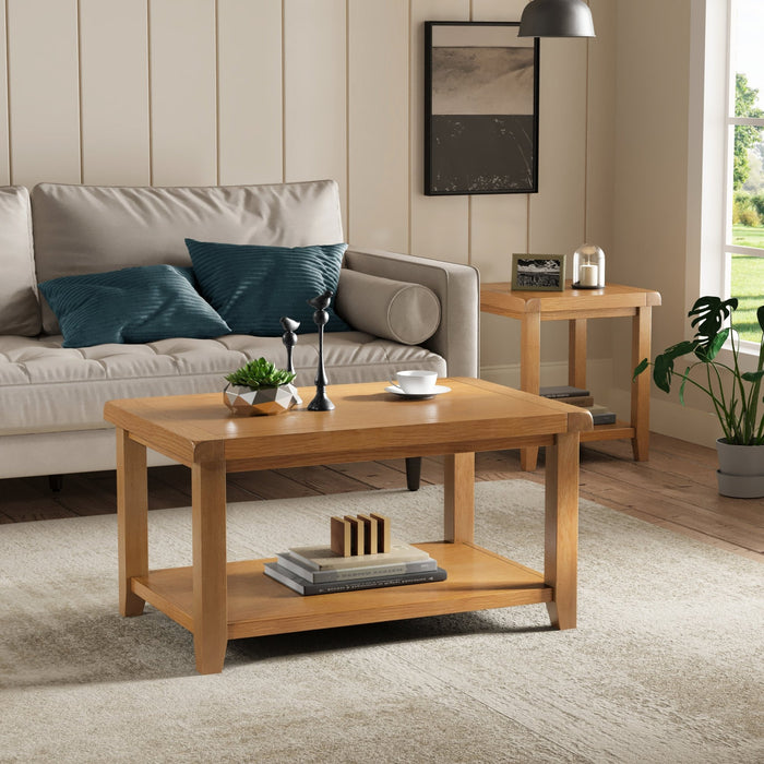 Furniture HausBarston Oak Coffee Table With Shelf - Rest Relax