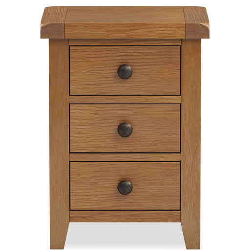 Furniture HausCarnac Oak 3 Drawer Bedside - Rest Relax