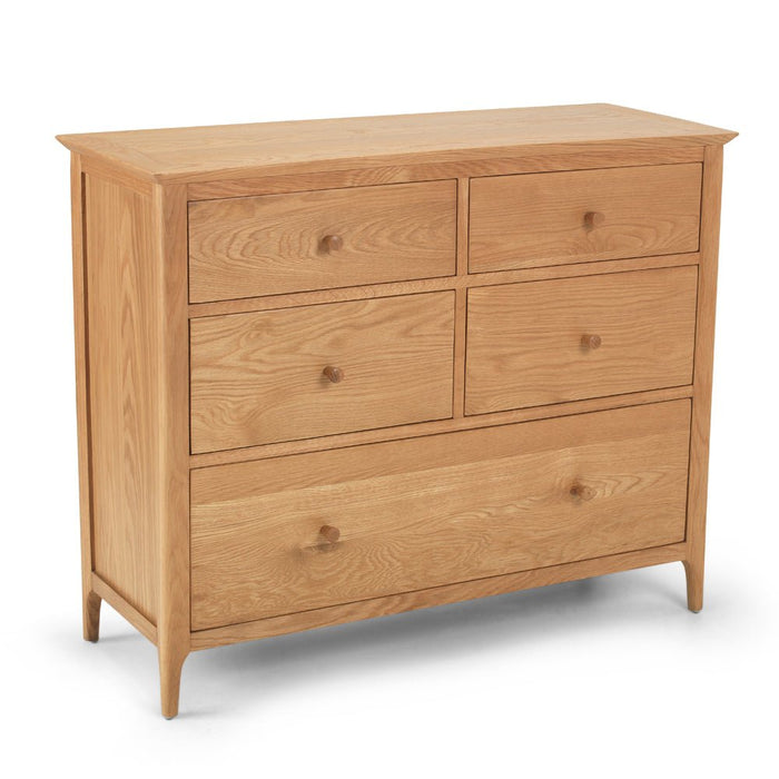 Furniture HausCorbett Oak 5 Drawer Wide Chest - Rest Relax
