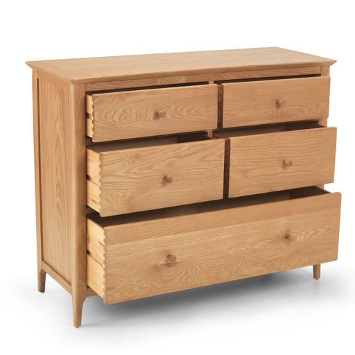 Furniture HausCorbett Oak 5 Drawer Wide Chest - Rest Relax