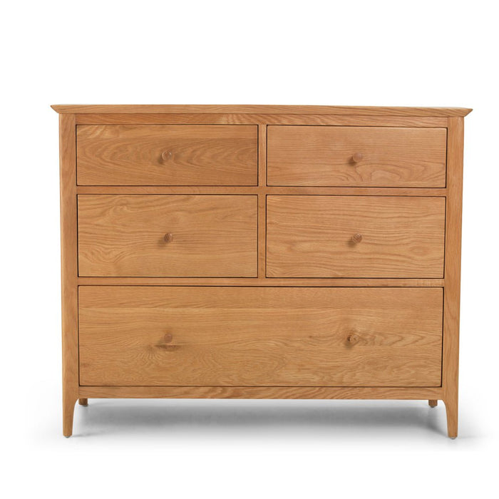 Furniture HausCorbett Oak 5 Drawer Wide Chest - Rest Relax