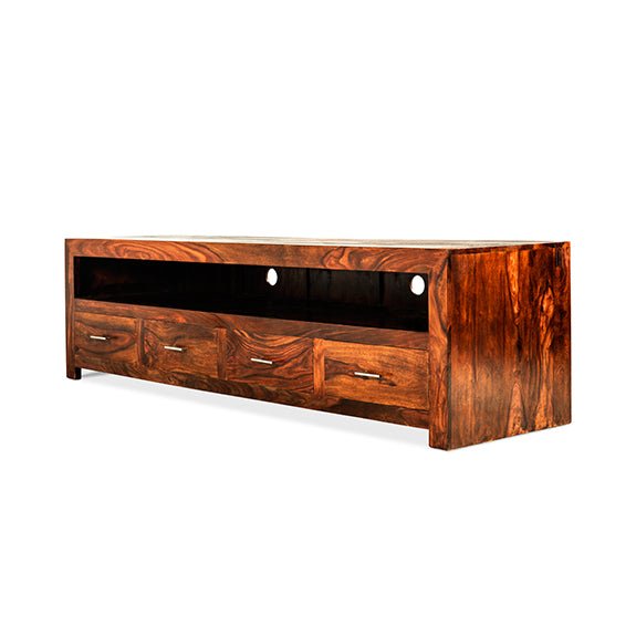 Furniture HausCuba Living Indian Rosewood Cube Long 4 Drawer TV Unit - Rest Relax