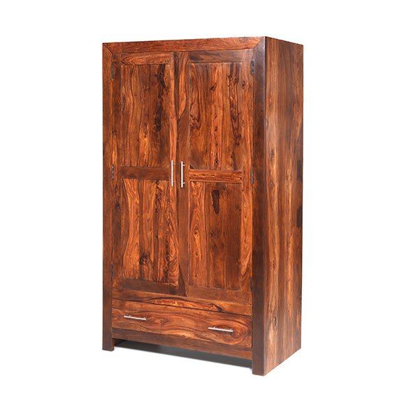 Furniture HausCuba Sheesham Wood Double Wardrobe + Drawer - Rest Relax