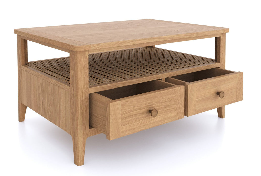 Furniture HausHalmstad Natural Oak 2 drawer Coffee Table - Rest Relax