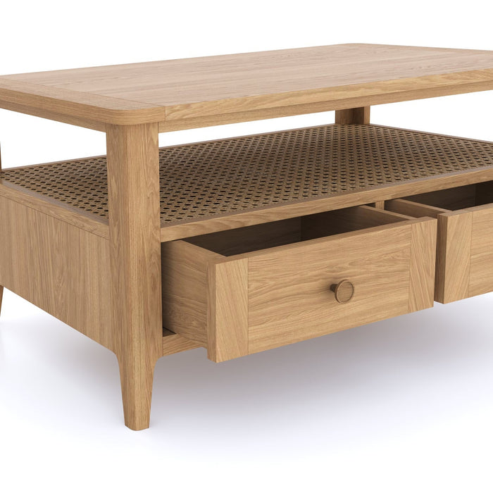 Furniture HausHalmstad Natural Oak 2 drawer Coffee Table - Rest Relax