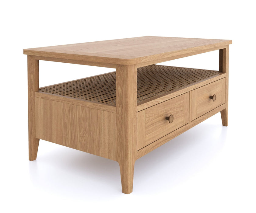 Furniture HausHalmstad Natural Oak 2 drawer Coffee Table - Rest Relax