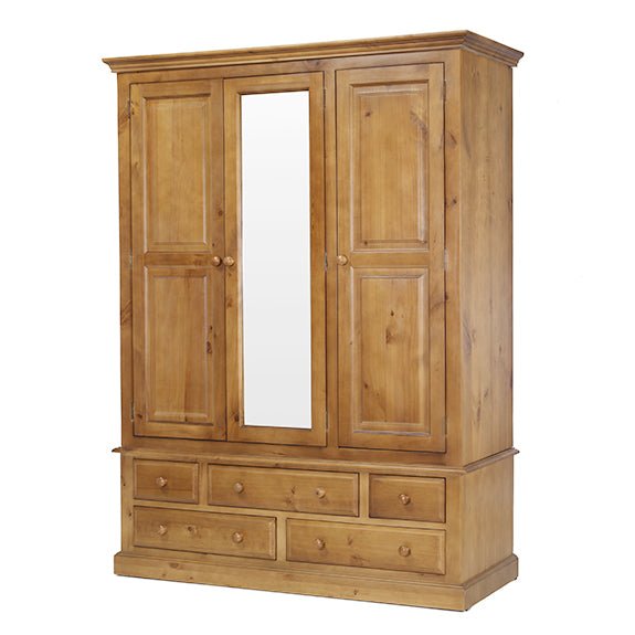 Furniture HausHendon Pine Triple Wardrobe With Drawer - Rest Relax