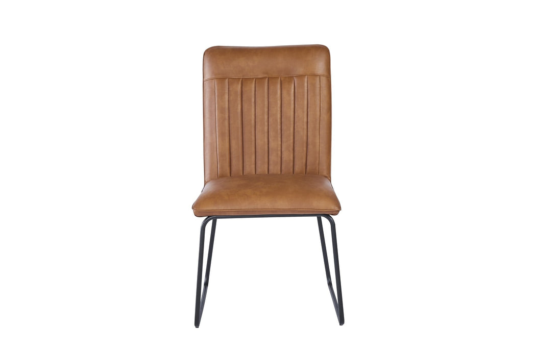 Furniture HausHew PU Leather Brown Dining Chair - Black Legs - Rest Relax