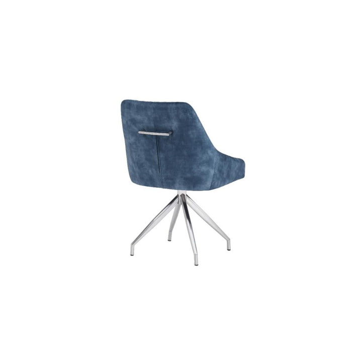 Furniture HausHugo Velvet Blue Dining Chair - Swivel Legs - Rest Relax