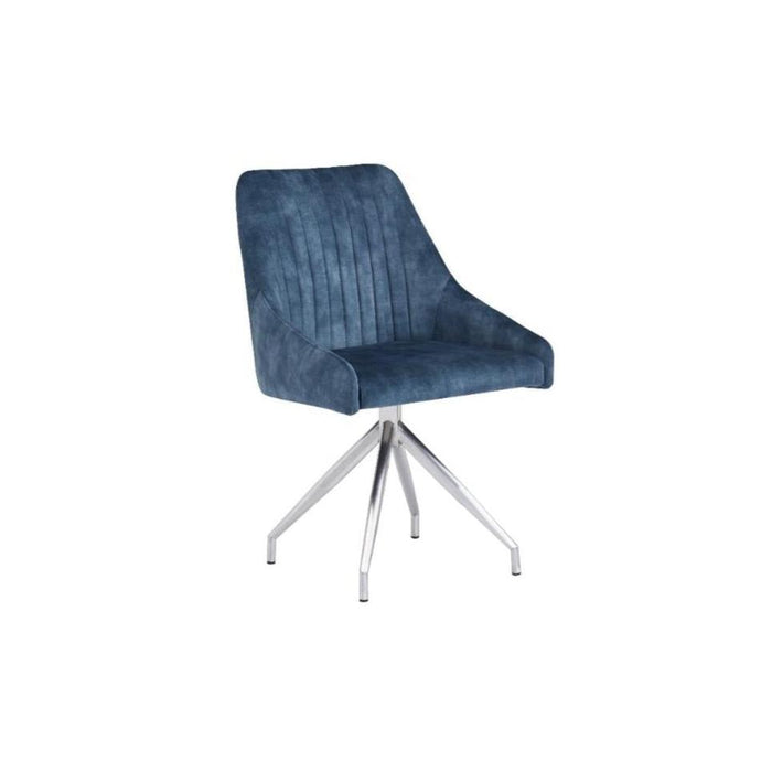 Furniture HausHugo Velvet Blue Dining Chair - Swivel Legs - Rest Relax