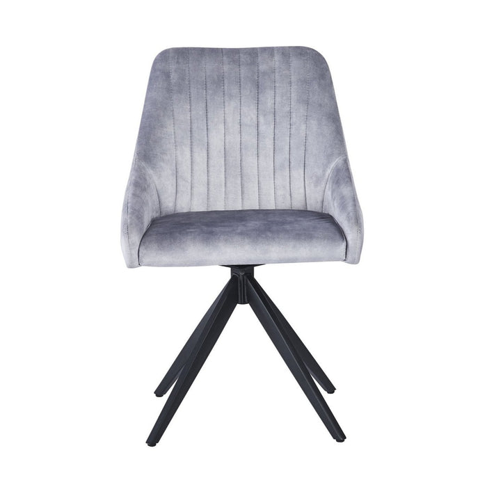 Furniture HausHugo Velvet Light Grey Dining Chair - Swivel Black Legs - Rest Relax