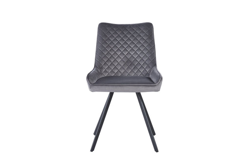 Furniture HausJager Velvet Light Grey Dining Chair - Black Legs - Rest Relax