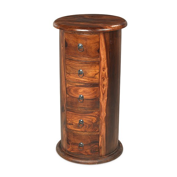 Furniture HausJali Indian Rosewood 5 Drawer Large Drum - Rest Relax