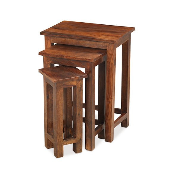 Furniture HausJali Indian Rosewood Chunky Nest Of 3 Tables - Rest Relax