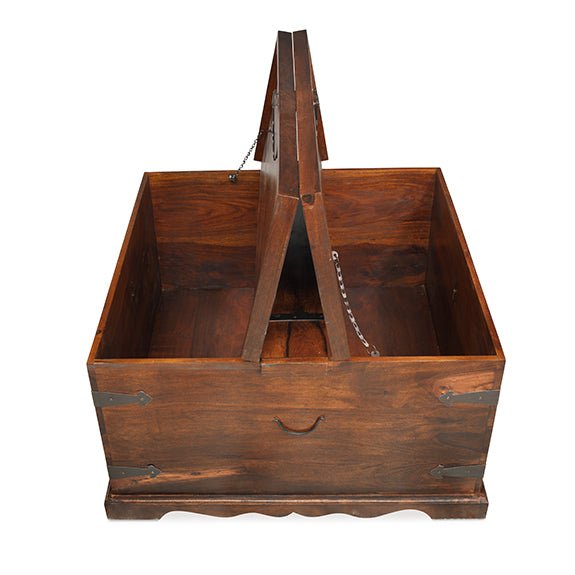 Furniture HausJali Indian Rosewood Square Coffee Trunk - Rest Relax