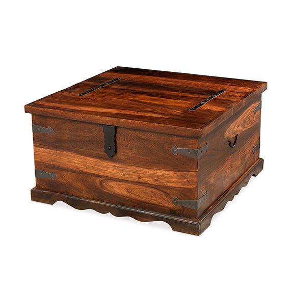 Furniture HausJali Indian Rosewood Square Coffee Trunk - Rest Relax