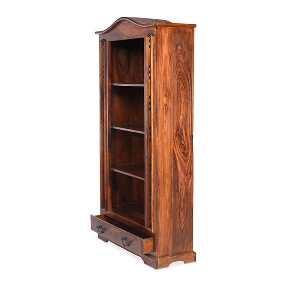 Furniture HausJali Indian Rosewood Tall Bookcase 1 Drawer - Rest Relax