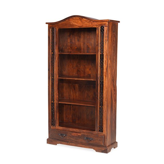 Furniture HausJali Indian Rosewood Tall Bookcase 1 Drawer - Rest Relax