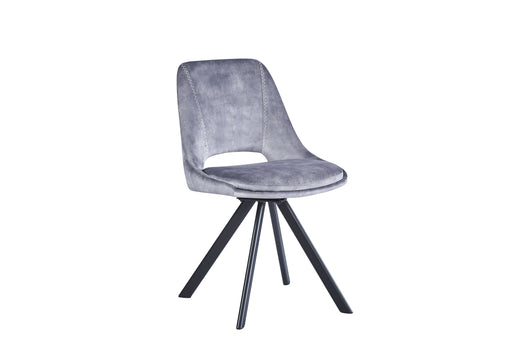 Furniture HausKasper Velvet Light Grey Dining Chair - Swivel Black Legs - Rest Relax