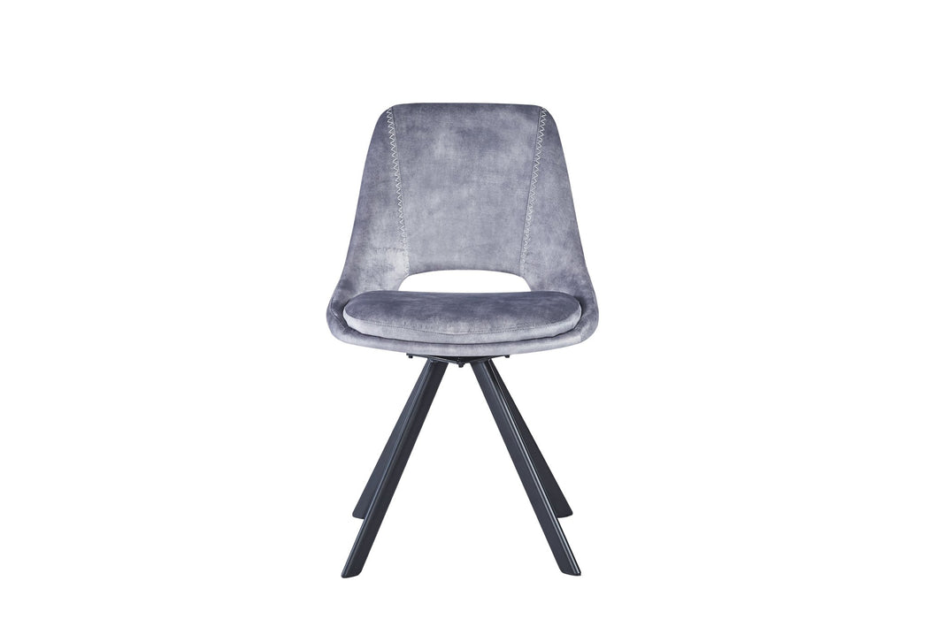 Furniture HausKasper Velvet Light Grey Dining Chair - Swivel Black Legs - Rest Relax